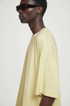 Online COS OVERSIZED EXTRA-WIDE COTTON T-SHIRT PALE YELLOW