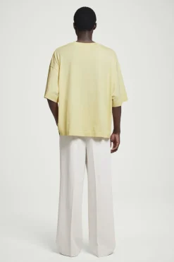 Online COS OVERSIZED EXTRA-WIDE COTTON T-SHIRT PALE YELLOW