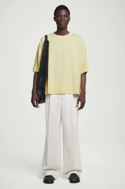 Online COS OVERSIZED EXTRA-WIDE COTTON T-SHIRT PALE YELLOW