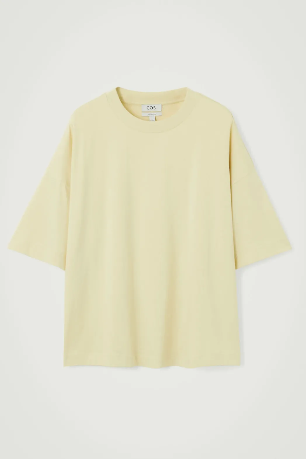 Online COS OVERSIZED EXTRA-WIDE COTTON T-SHIRT PALE YELLOW