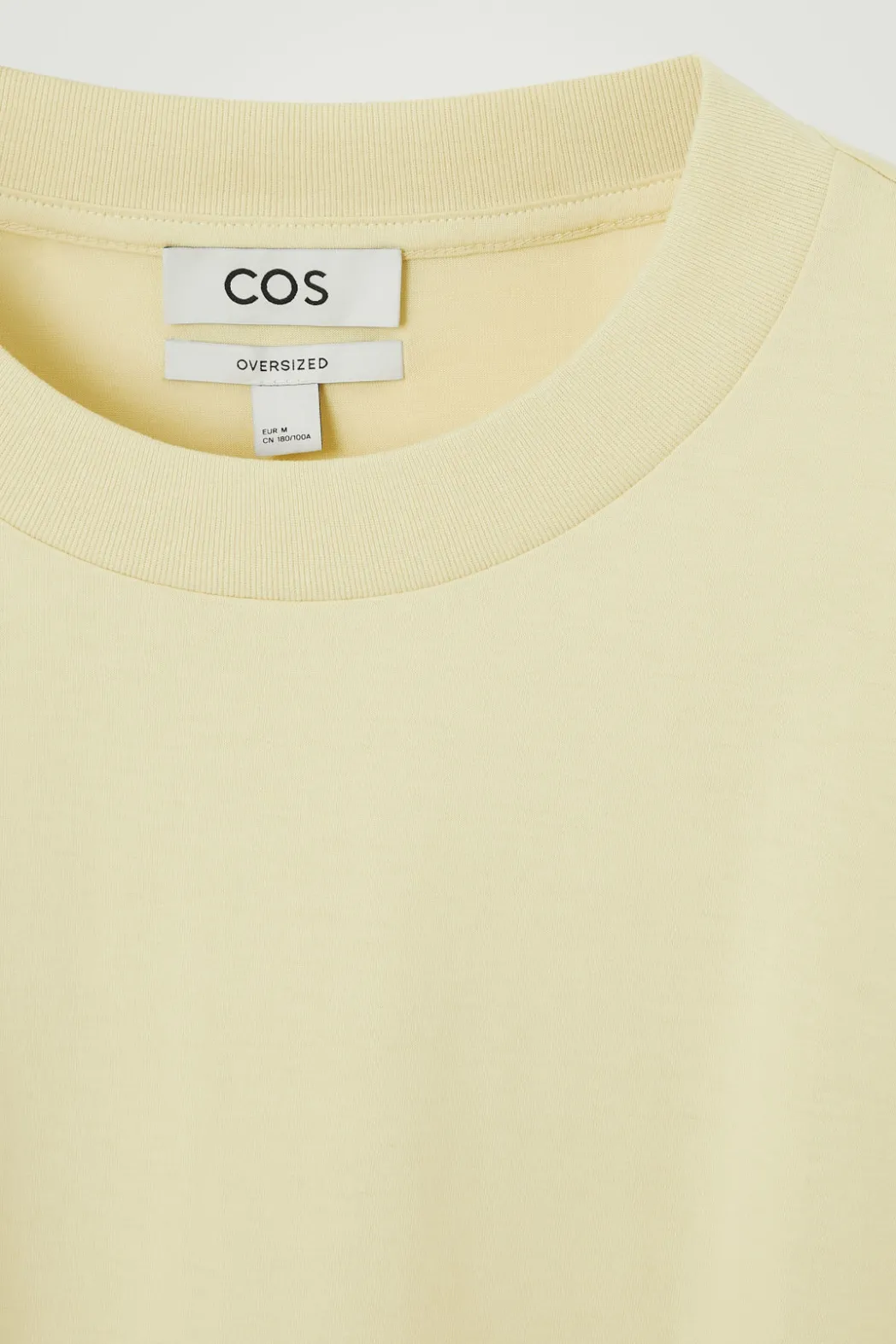 Online COS OVERSIZED EXTRA-WIDE COTTON T-SHIRT PALE YELLOW