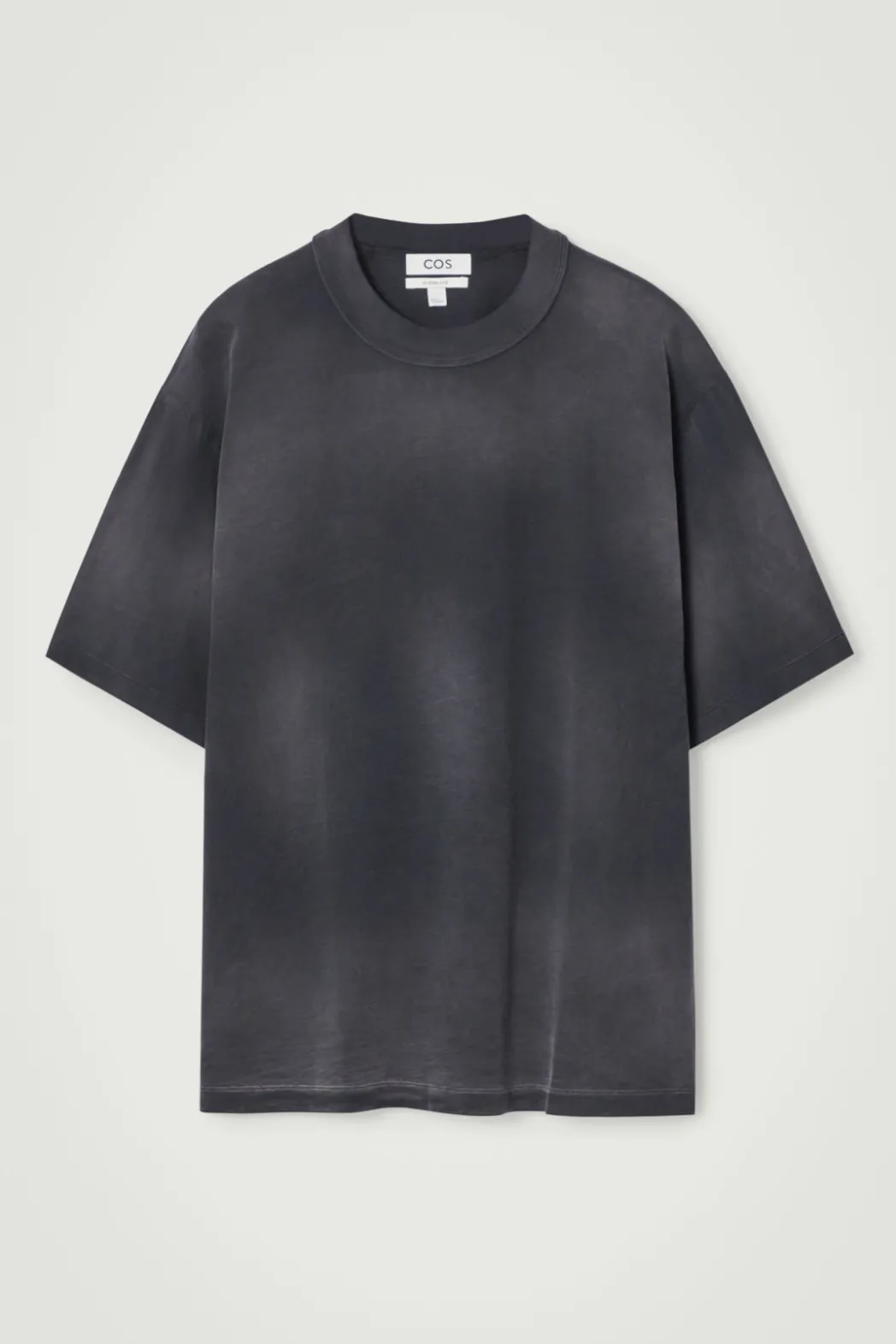 Online COS OVERSIZED FADED MOCK-NECK COTTON T-SHIRT BLACK