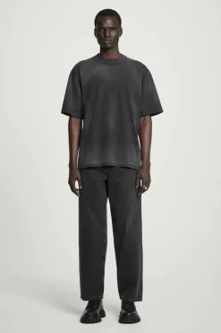 Online COS OVERSIZED FADED MOCK-NECK COTTON T-SHIRT BLACK