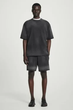 Online COS OVERSIZED FADED MOCK-NECK COTTON T-SHIRT BLACK