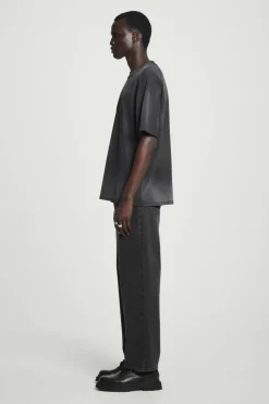 Online COS OVERSIZED FADED MOCK-NECK COTTON T-SHIRT BLACK