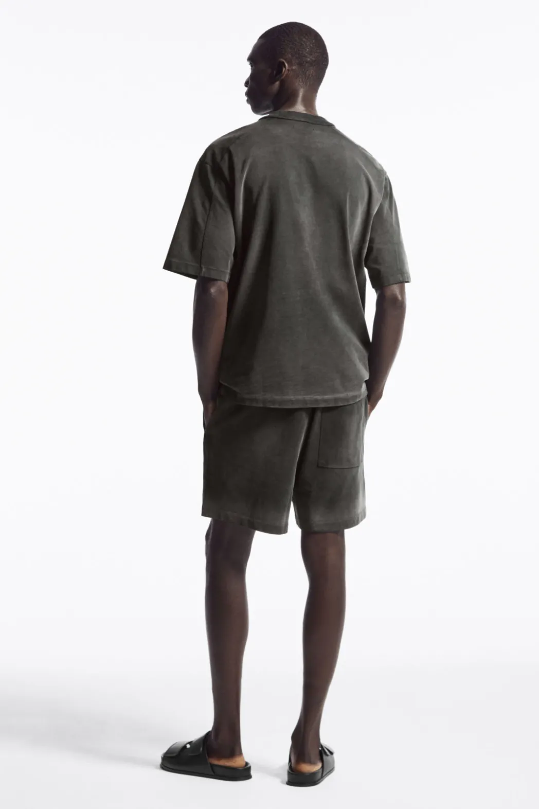 Online COS OVERSIZED FADED MOCK-NECK COTTON T-SHIRT BLACK