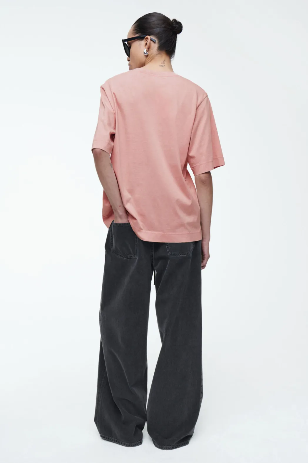 Discount COS OVERSIZED FADED T-SHIRT DUSTY PINK