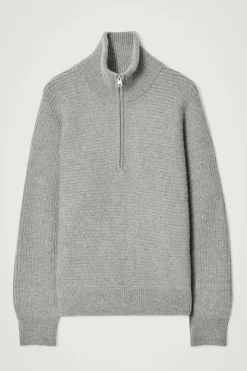 Discount COS OVERSIZED FUNNEL-NECK ALPACA JUMPER GRAY