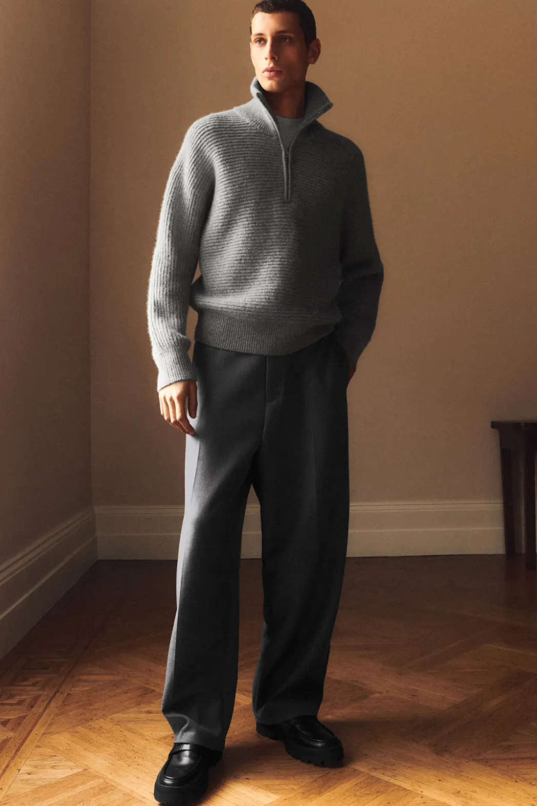 Discount COS OVERSIZED FUNNEL-NECK ALPACA JUMPER GRAY