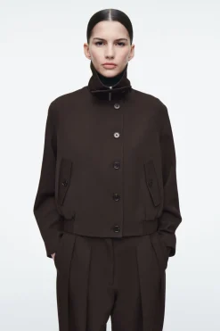Best COS OVERSIZED FUNNEL-NECK WOOL-BLEND JACKET DARK BROWN