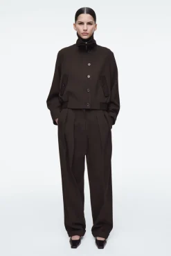 Best COS OVERSIZED FUNNEL-NECK WOOL-BLEND JACKET DARK BROWN
