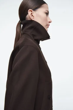 Best COS OVERSIZED FUNNEL-NECK WOOL-BLEND JACKET DARK BROWN