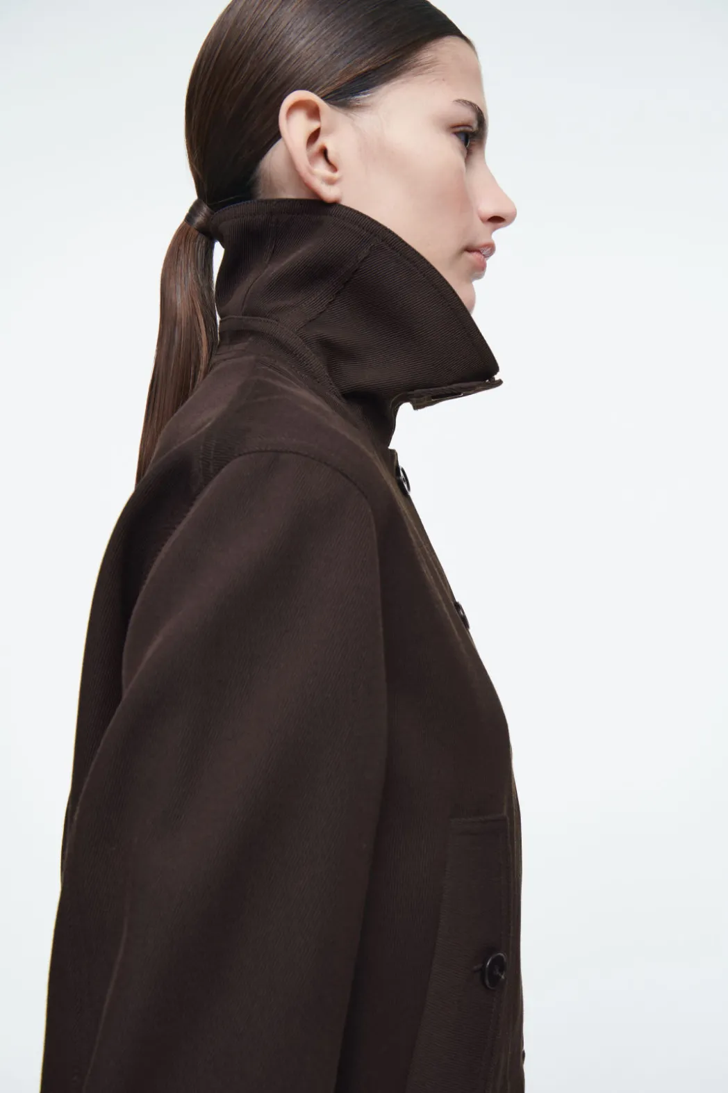 Best COS OVERSIZED FUNNEL-NECK WOOL-BLEND JACKET DARK BROWN
