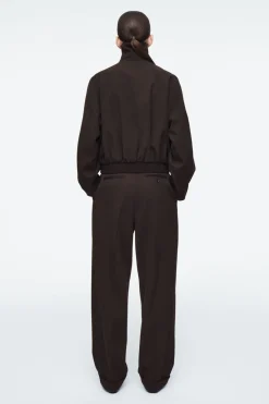 Best COS OVERSIZED FUNNEL-NECK WOOL-BLEND JACKET DARK BROWN