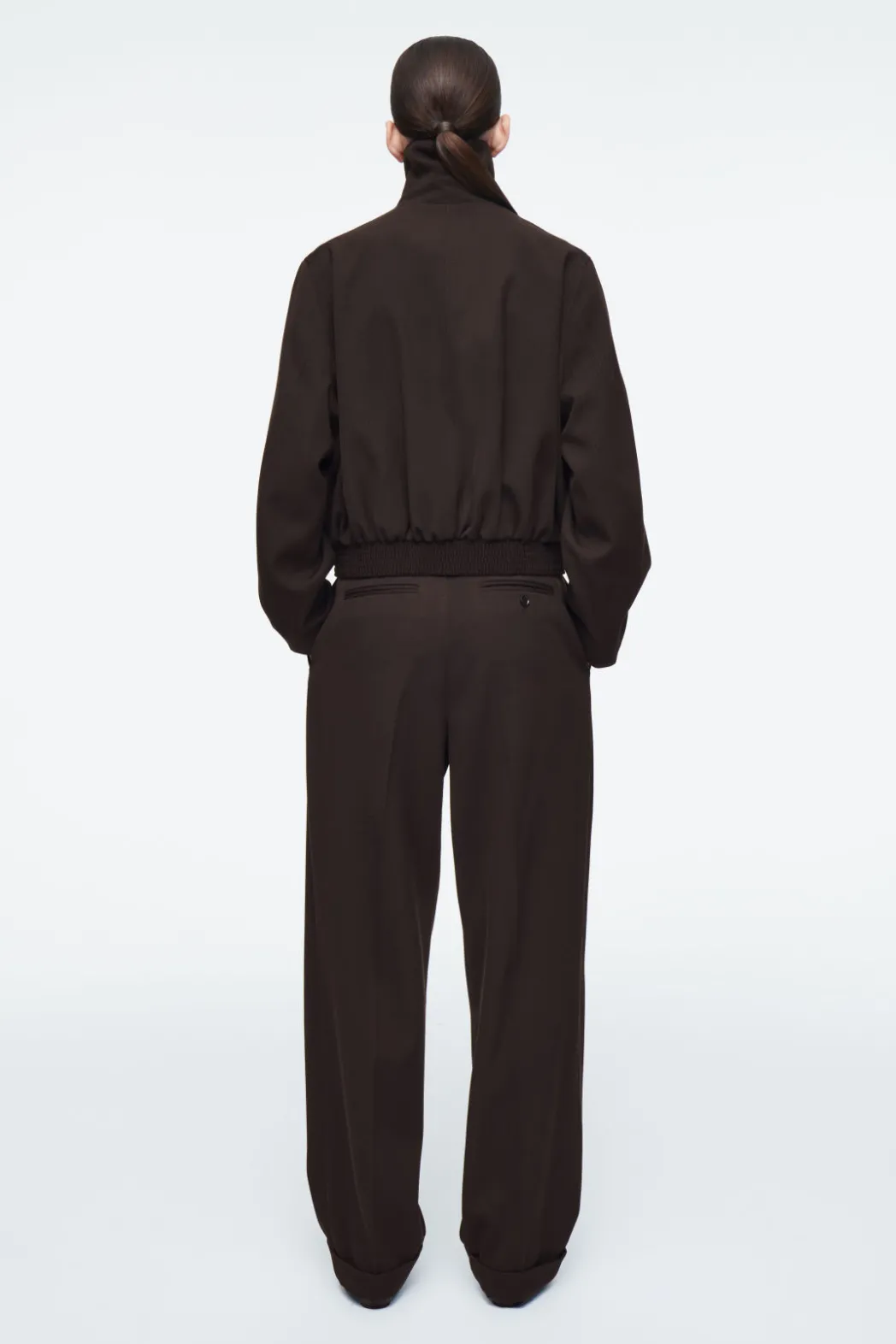 Best COS OVERSIZED FUNNEL-NECK WOOL-BLEND JACKET DARK BROWN