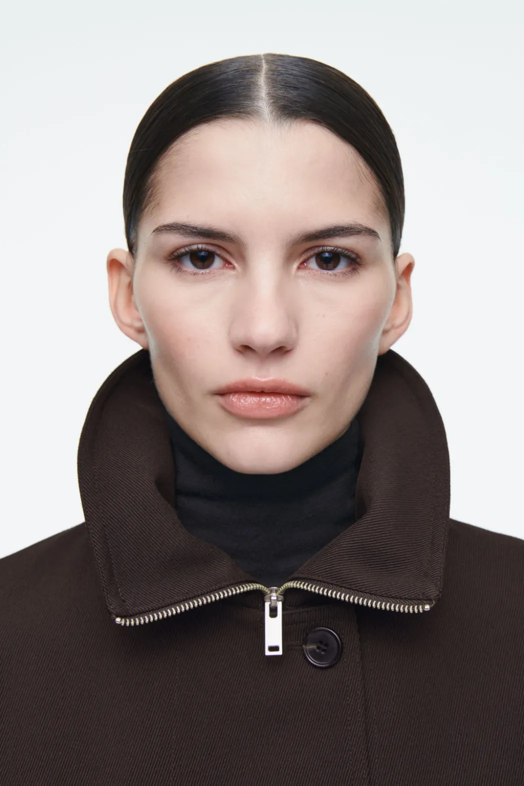 Best COS OVERSIZED FUNNEL-NECK WOOL-BLEND JACKET DARK BROWN