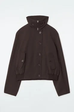 Best COS OVERSIZED FUNNEL-NECK WOOL-BLEND JACKET DARK BROWN