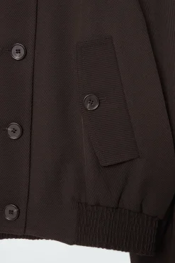 Best COS OVERSIZED FUNNEL-NECK WOOL-BLEND JACKET DARK BROWN