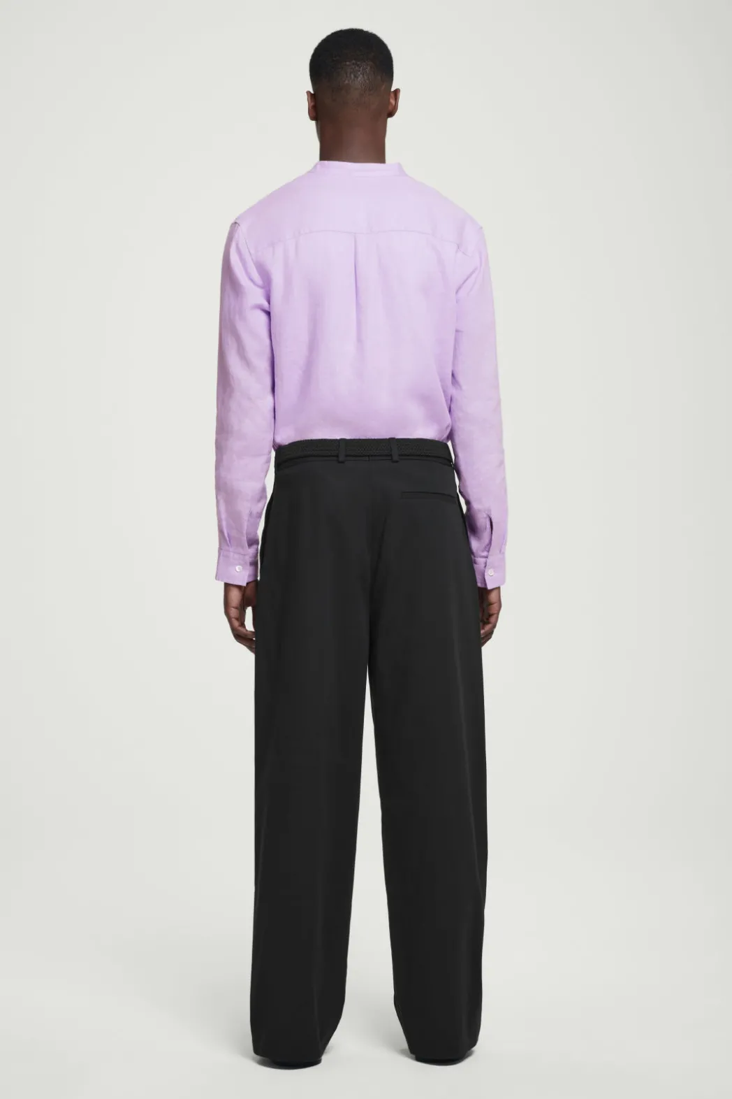 New COS OVERSIZED GRANDAD-COLLAR LINEN SHIRT LILAC