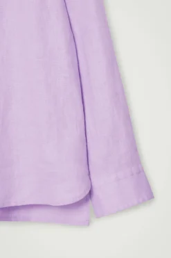 New COS OVERSIZED GRANDAD-COLLAR LINEN SHIRT LILAC