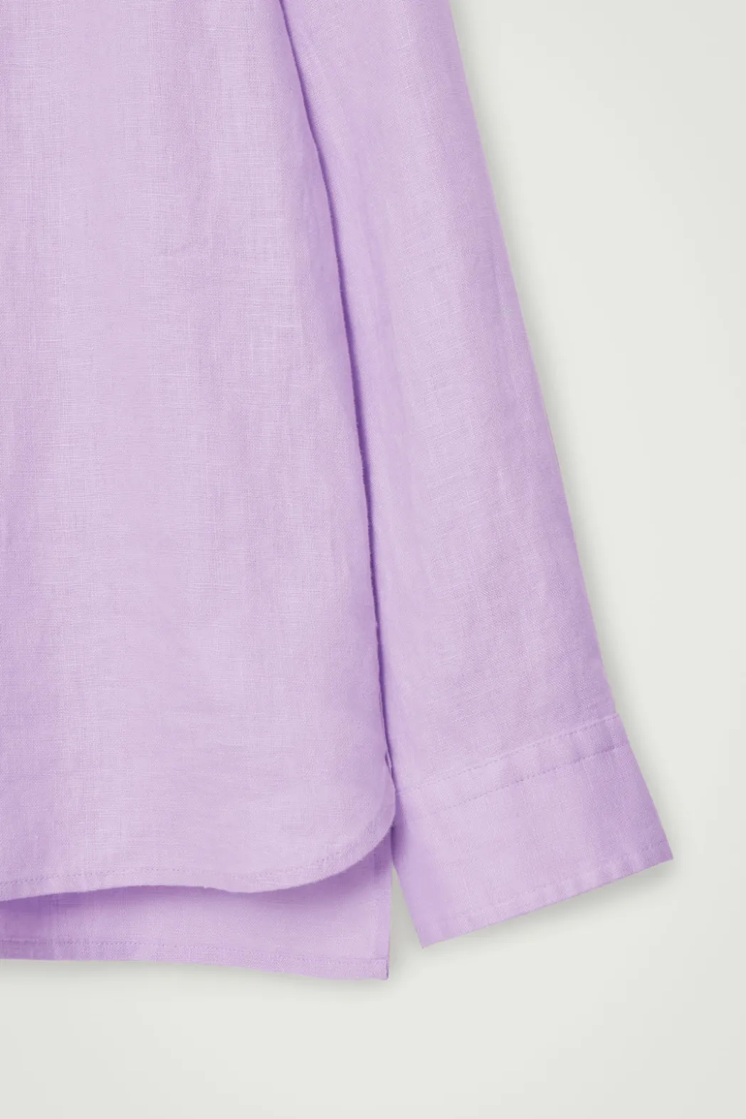 New COS OVERSIZED GRANDAD-COLLAR LINEN SHIRT LILAC