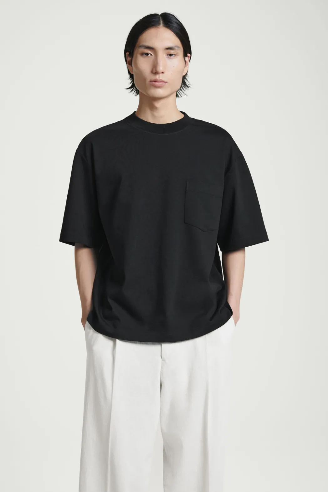 New COS OVERSIZED HEAVYWEIGHT COTTON T-SHIRT BLACK