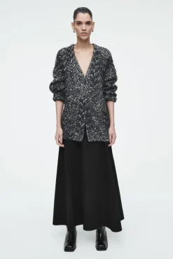 Online COS OVERSIZED HERRINGBONE MOHAIR-BLEND CARDIGAN BLACK / HERRINGBONE