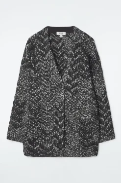 Online COS OVERSIZED HERRINGBONE MOHAIR-BLEND CARDIGAN BLACK / HERRINGBONE