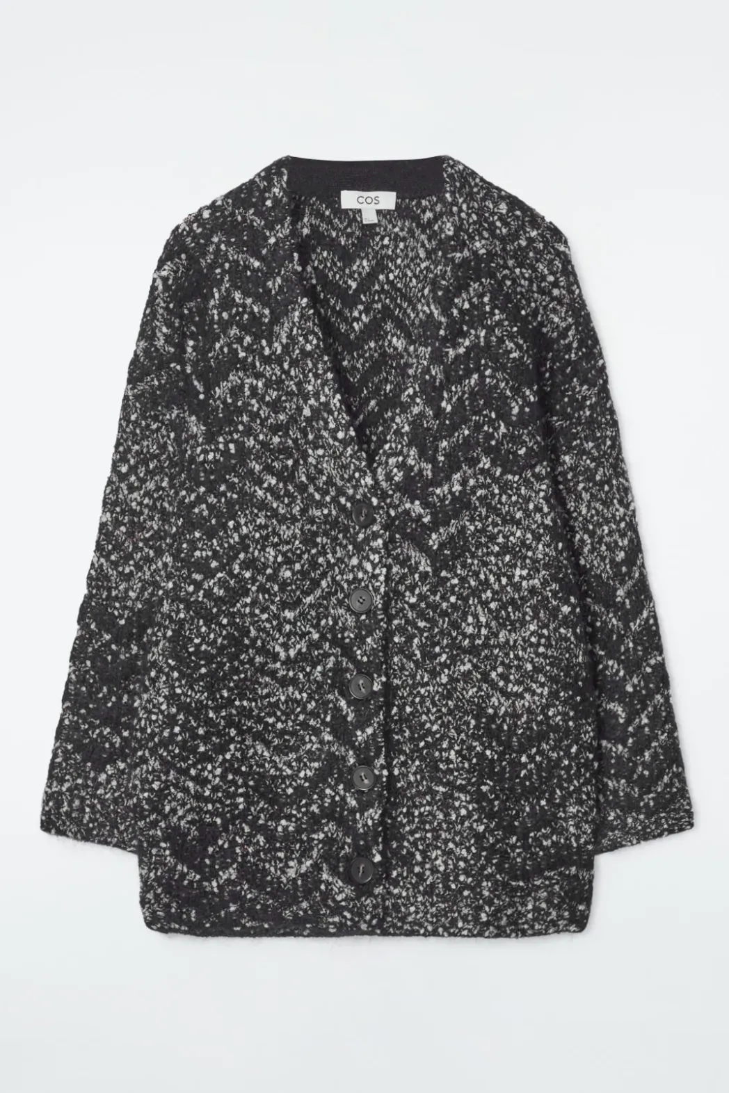 Online COS OVERSIZED HERRINGBONE MOHAIR-BLEND CARDIGAN BLACK / HERRINGBONE