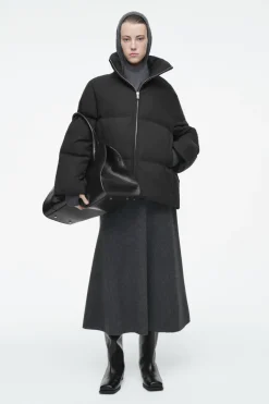 New COS OVERSIZED HOODED DOWN PUFFER JACKET BLACK