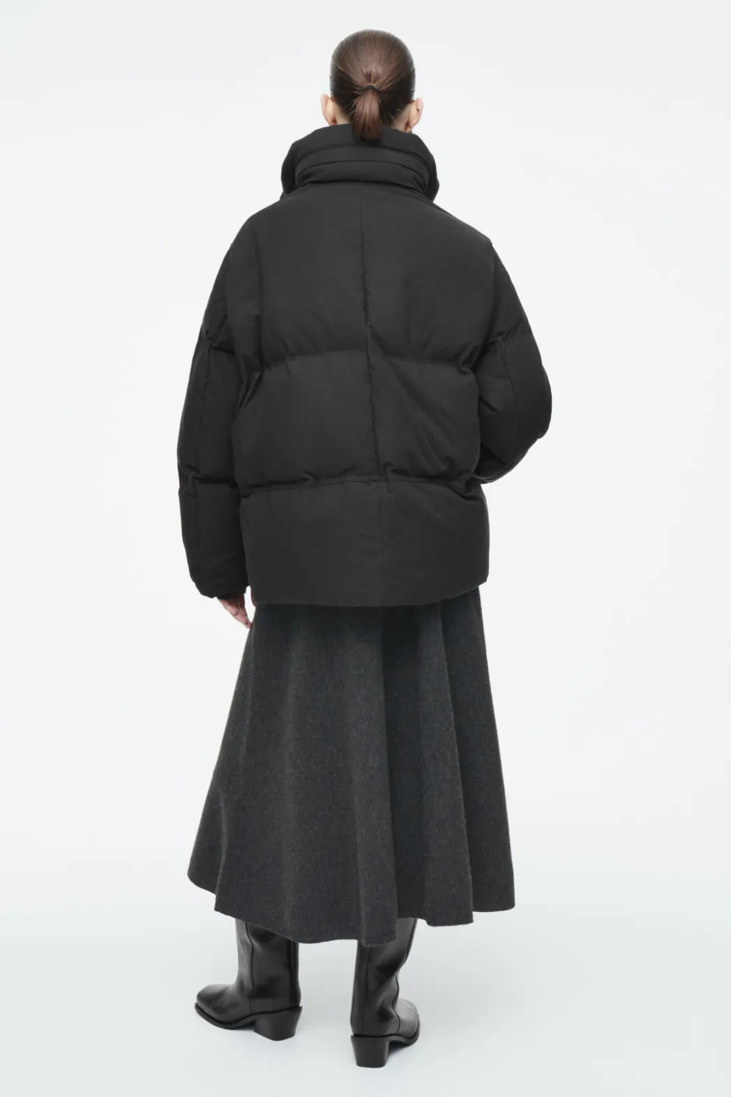 New COS OVERSIZED HOODED DOWN PUFFER JACKET BLACK
