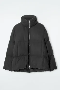 New COS OVERSIZED HOODED DOWN PUFFER JACKET BLACK