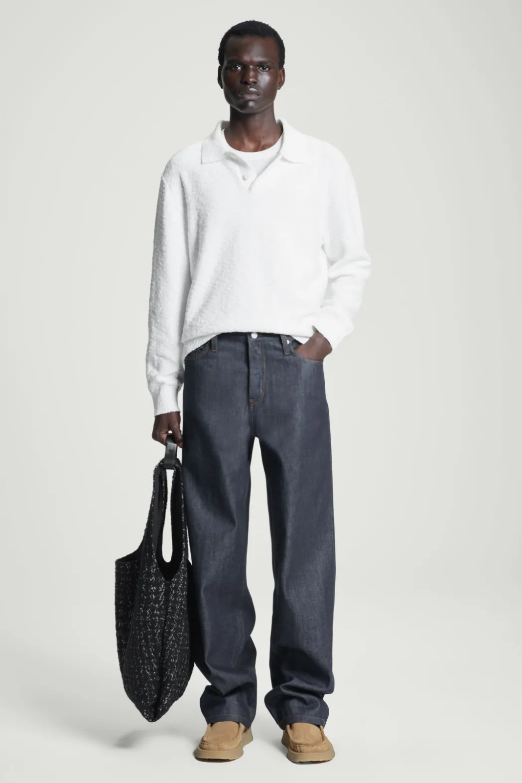 Sale COS OVERSIZED JACQUARD TOTE BLACK
