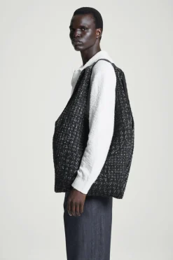 Sale COS OVERSIZED JACQUARD TOTE BLACK