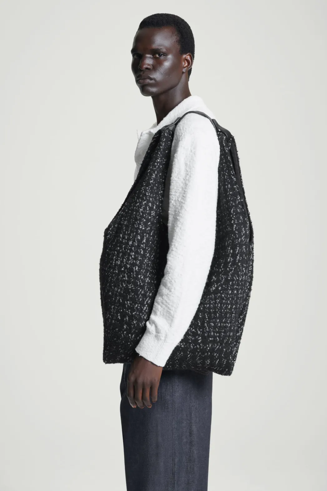 Sale COS OVERSIZED JACQUARD TOTE BLACK