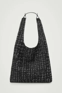 Sale COS OVERSIZED JACQUARD TOTE BLACK