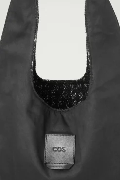 Sale COS OVERSIZED JACQUARD TOTE BLACK