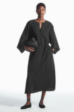 Online COS OVERSIZED KAFTAN MIDI DRESS BLACK