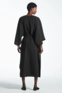 Online COS OVERSIZED KAFTAN MIDI DRESS BLACK