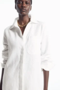 Sale COS OVERSIZED LINEN SHIRT WHITE
