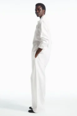 Sale COS OVERSIZED LINEN SHIRT WHITE