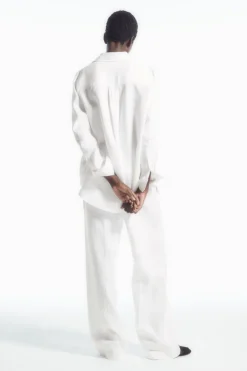 Sale COS OVERSIZED LINEN SHIRT WHITE