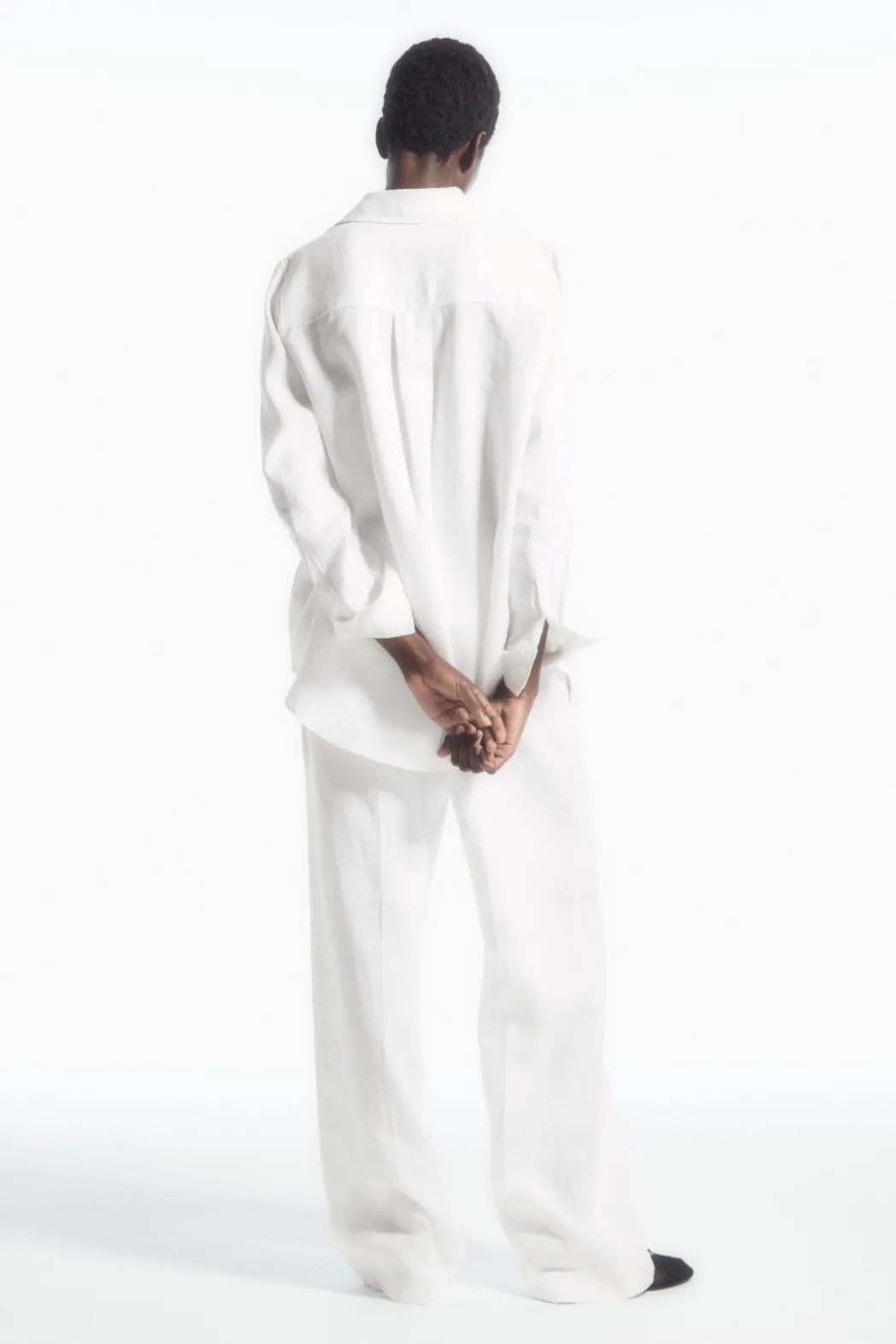Sale COS OVERSIZED LINEN SHIRT WHITE