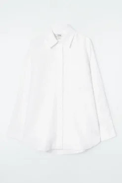 Sale COS OVERSIZED LINEN SHIRT WHITE