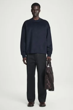 COS OVERSIZED MERINO-WOOL JERSEY SWEATER NAVY