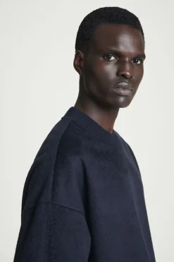 COS OVERSIZED MERINO-WOOL JERSEY SWEATER NAVY
