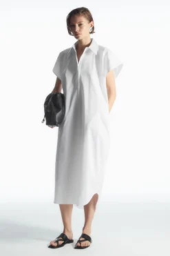 Best COS OVERSIZED MIDI SHIRT DRESS WHITE