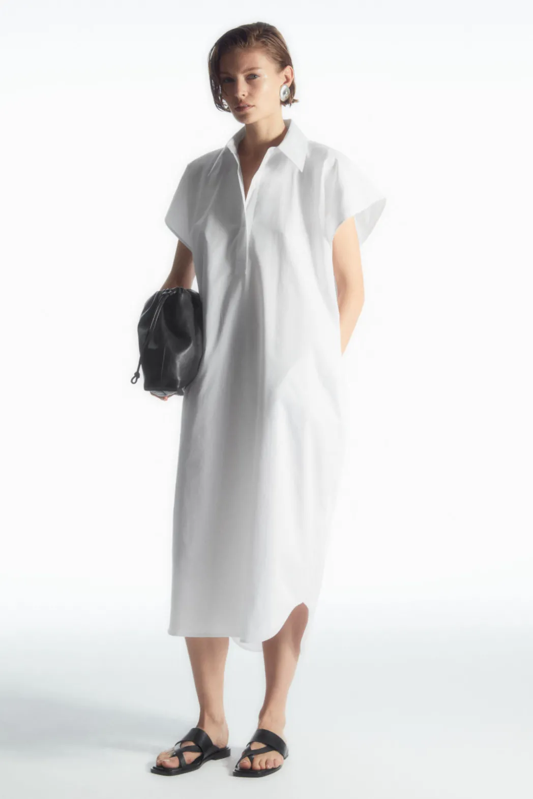 Best COS OVERSIZED MIDI SHIRT DRESS WHITE