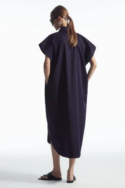 New COS OVERSIZED MIDI SHIRT DRESS NAVY