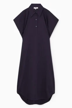 New COS OVERSIZED MIDI SHIRT DRESS NAVY